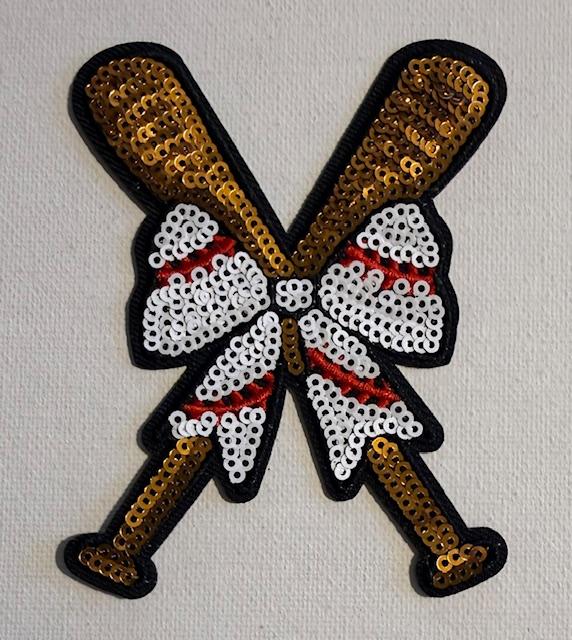 Bling Baseball bats & Bow - hat patch