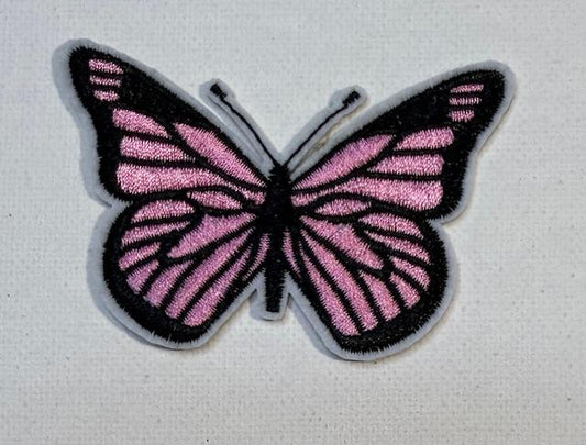 Pink/black butterfly hat patch
