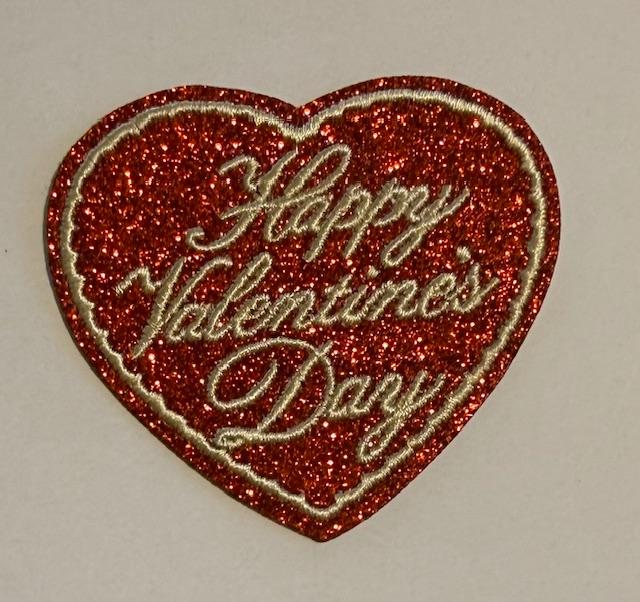 Happy Valentine's Day red/gold hat patch