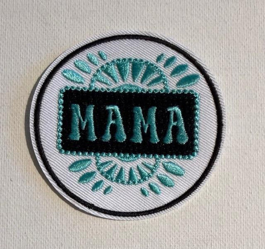 Mama-teal/black - hat patch