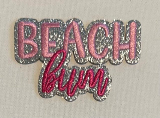 Beach Bum, pink/silver hat patch