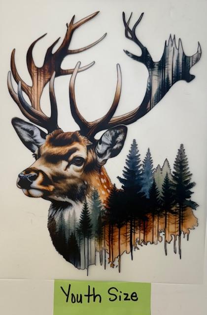 Deer, woods scene-youth size