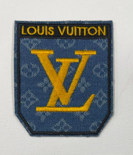 LV jean hat patch, yellow letters