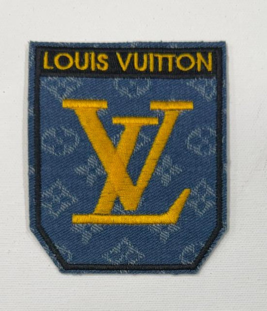 LV jean hat patch, yellow letters
