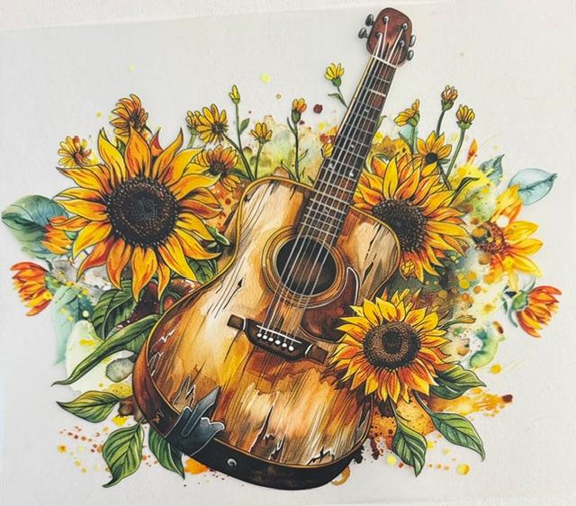Guitar & sunflowers