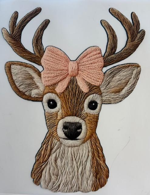 Deer w/ pink bow-yarn