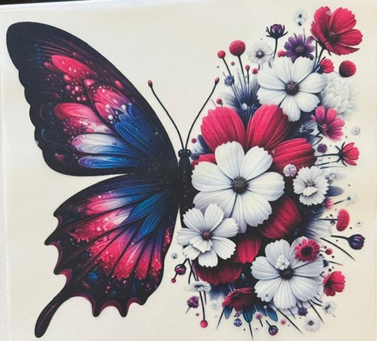 Butterfly, half is flowers