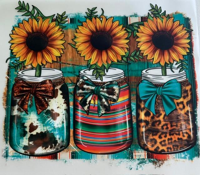 Sunflowers in mason jars