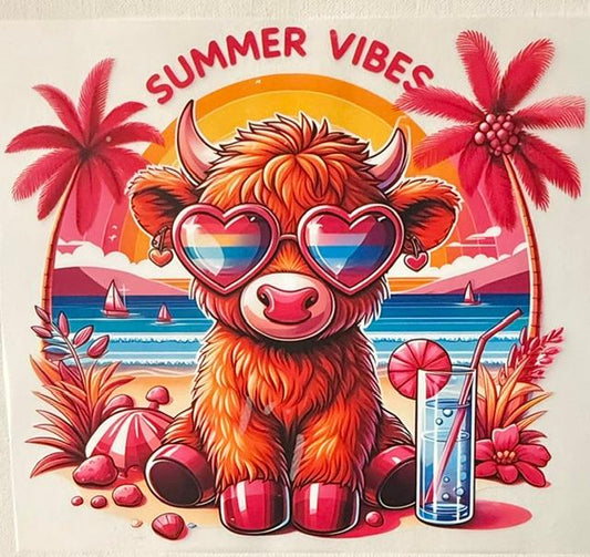 Cow - Summer Vibes pink palm trees