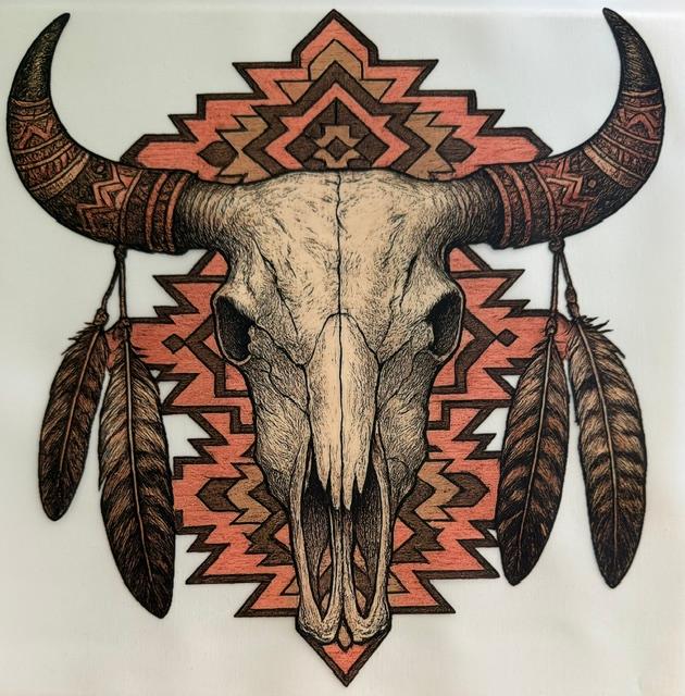 Skull, peach & brown
