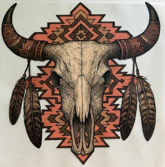 Skull, peach & brown