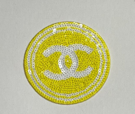 CC yellow bling round patch