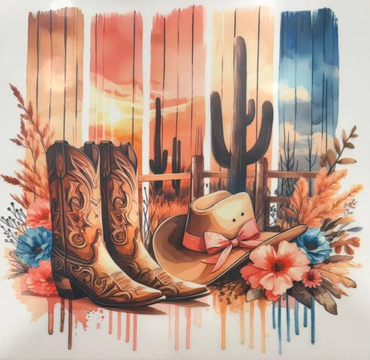Boots, hats & flowers (peach colors)