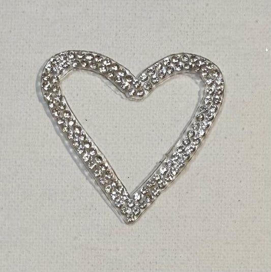 Silver stud open heart hat patch