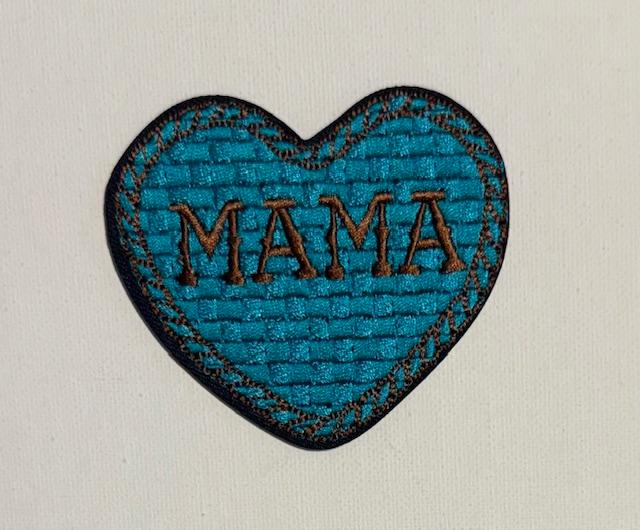 Mama teal heart hat patch