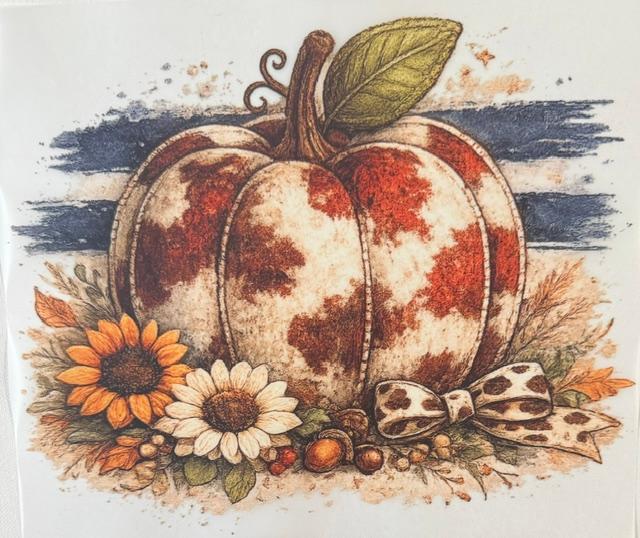 Cowhide Pumpkin, sunflowers