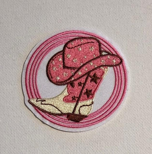 Pink hat/boots hat patch