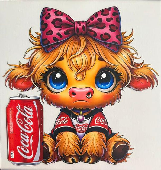 Cow - pink cheetah bow, Coca Cola