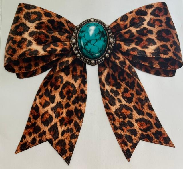 Leopard bow, teal rock