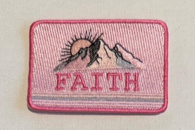 Pink Faith hat patch (mountains)