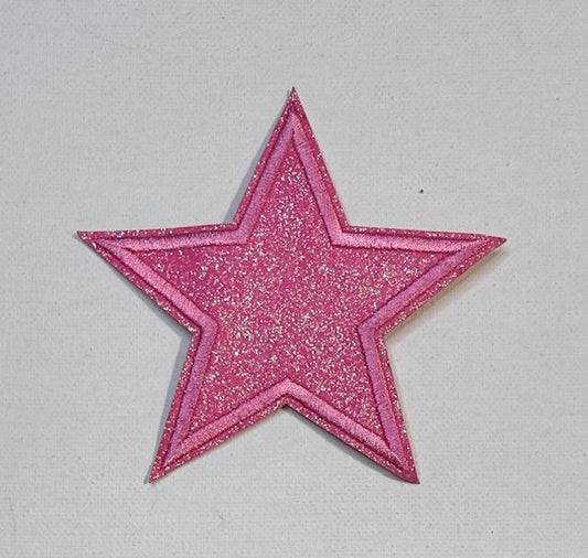 Pink glitter star hat patch