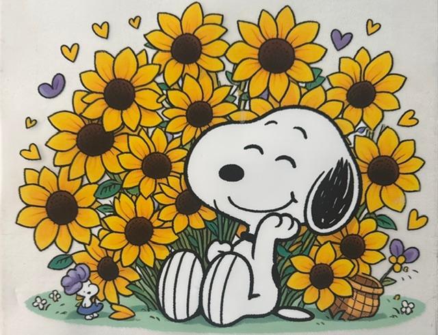 Snoopy - sunflowers