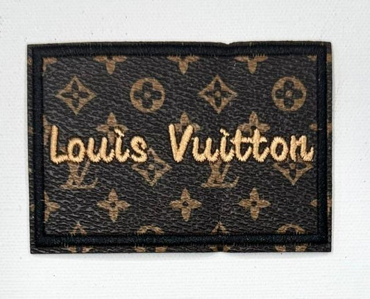 LV leather hat patch-rectangle