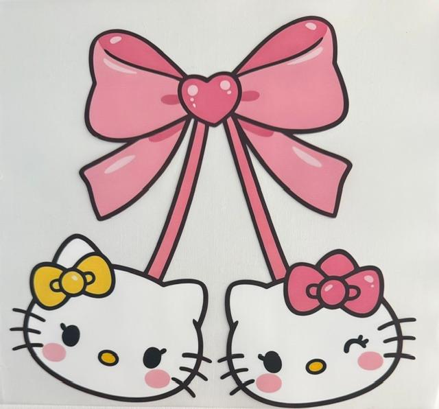 HK cherries - yellow/pink bow. pink bow