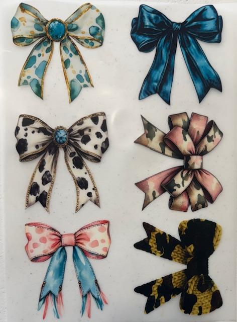 Bows - 6pc (cow print in middle)