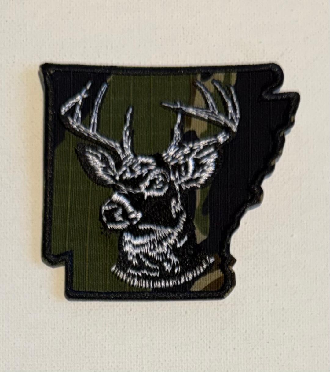 Deer head Camo background hat patch
