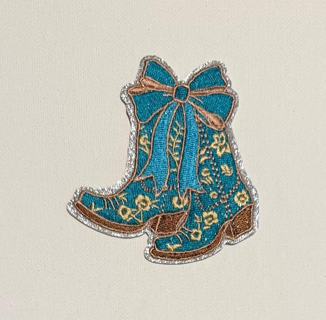Teal Boots w/ teal bow hat patch