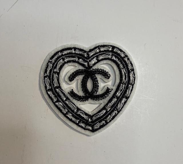 CC-black open heart hat patch