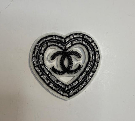 CC-black open heart hat patch