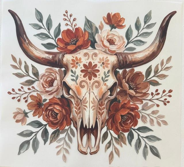 Skull - pastel colors, flowers