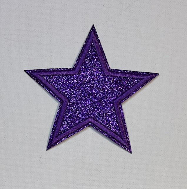 Purple  glitter star hat patch