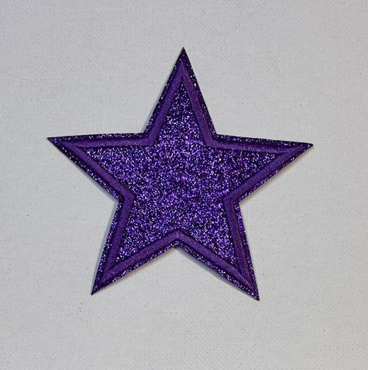 Purple  glitter star hat patch