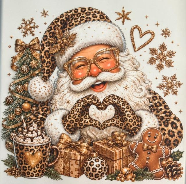 Santa - cheetah, making heart