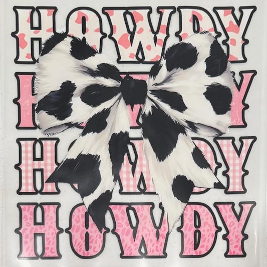 Howdy Howdy Howdy, cow print bow, pink
