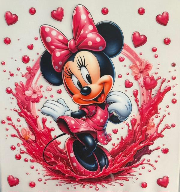 Minnie Mouse, hearts, paint splash