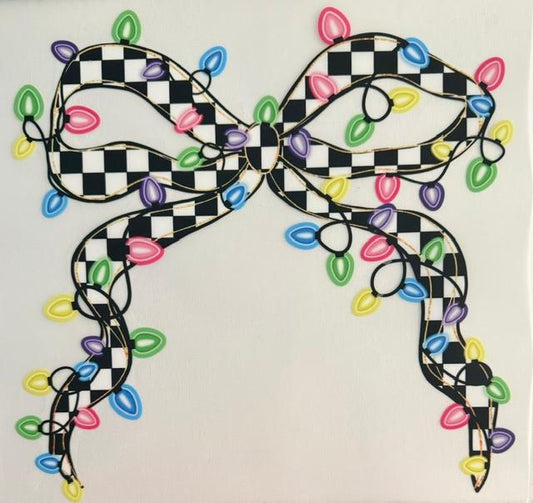 Christmas Checkered Bow with Lights