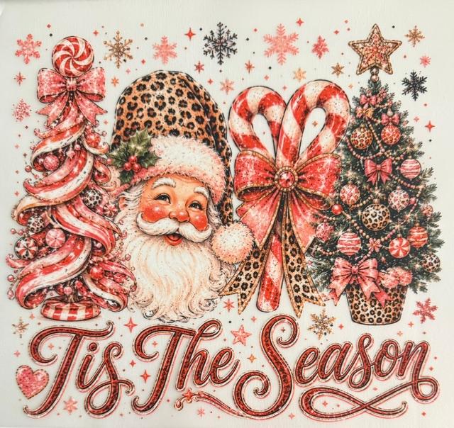 Santa - Tis the Season - pink tree