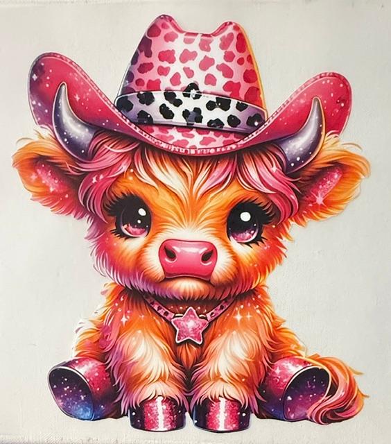Cow - wearing pink leopard print hat