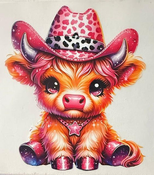 Cow - wearing pink leopard print hat