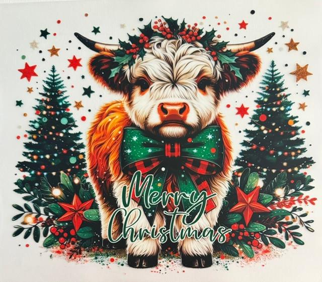 Christmas Cow - Holly on head, Merry Christmas