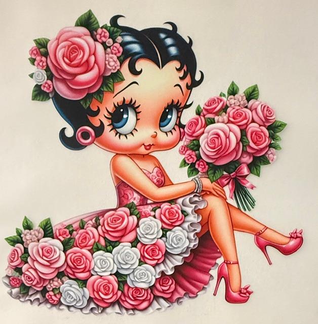 Betty Boop - pink/white roses