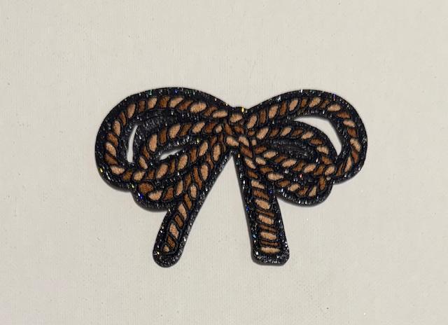 Rope bow, tan & black hat patch