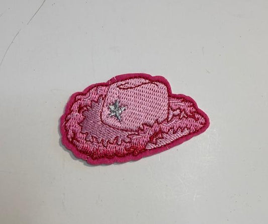 Pink cowboy hat=hat patch