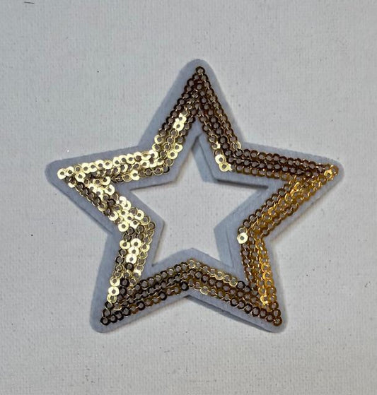 white/gold outlined open star hat patch