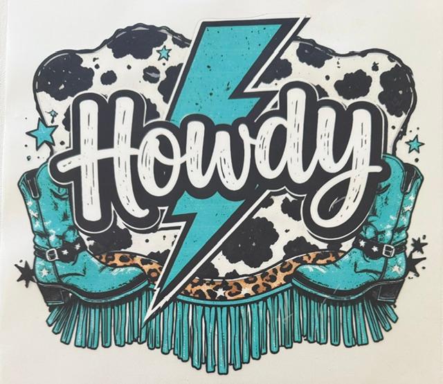 Howdy, teal bolt, cow hide