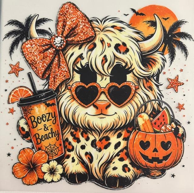 Cow - orange bow, coffee, pumpkin